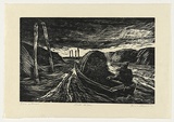 Artist: b'AMOR, Rick' | Title: b'Out to sea.' | Date: 1991 | Technique: b'woodcut, printed in black ink, from one block'