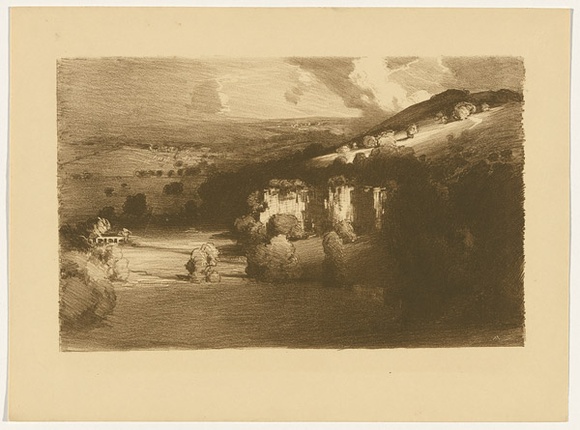 Artist: b'Streeton, Arthur.' | Title: b'Arkwright Valley.' | Date: (1912) | Technique: b'lithograph, printed in brown ink, from one stone'