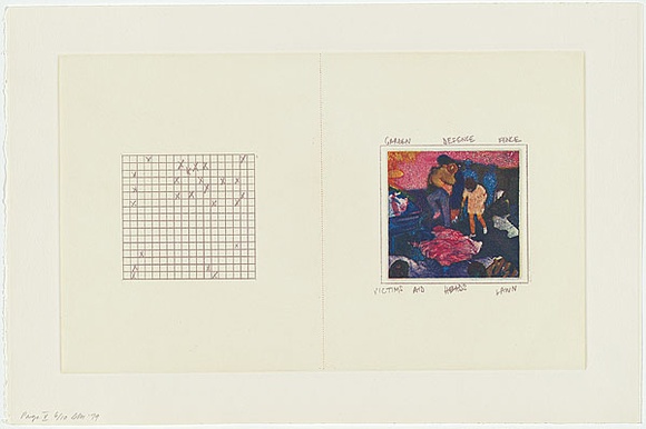 Artist: b'MADDOCK, Bea' | Title: b'Pages' | Date: 1979 | Technique: b'photo-etching, burnishing, relief-etching and letterpress, printed in colour'