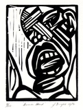 Artist: b'Burgess, Jeff.' | Title: b'Human head.' | Date: 1982 | Technique: b'linocut, printed in black ink, from one block'