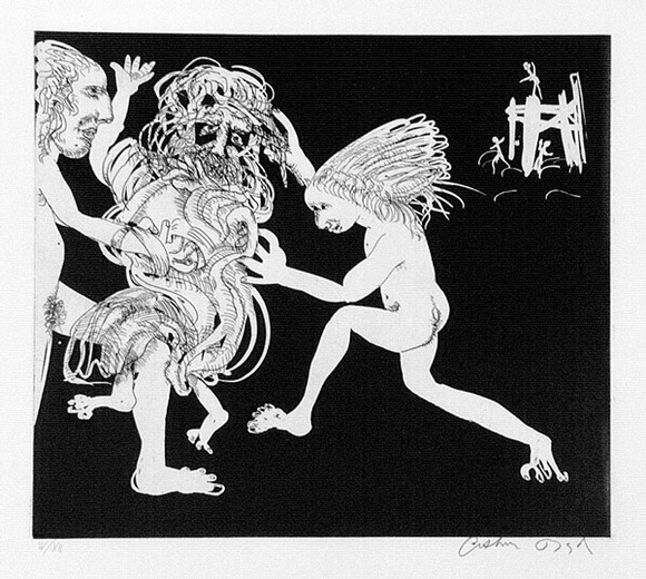 Artist: b'BOYD, Arthur' | Title: b'The Magistrate defeated.' | Date: 1970 | Technique: b'etching and aquatint, printed in black ink, from one plate'