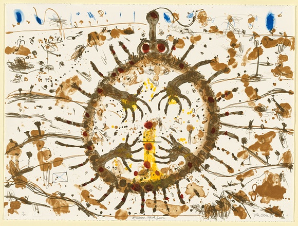 Artist: b'Olsen, John.' | Title: b'Echidna upside down' | Date: 1988 | Technique: b'lithograph, printed in colour, from five plates' | Copyright: b'\xc2\xa9 John Olsen. Licensed by VISCOPY, Australia'