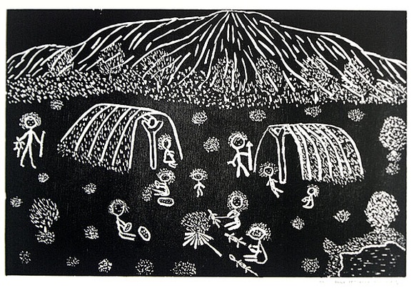 Artist: b'Petyarre, Anna Price.' | Title: b'not titled [No.59]' | Date: 1990 | Technique: b'woodcut, printed in black ink, from one block'