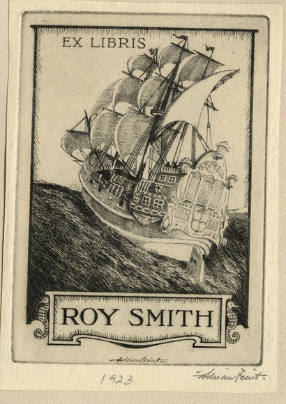 Artist: b'FEINT, Adrian' | Title: b'Bookplate: Roy Smith.' | Date: 1923 | Technique: b'etching, printed in black ink, from one plate' | Copyright: b'Courtesy the Estate of Adrian Feint'