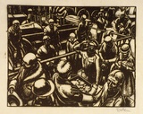 Artist: b'Hawkins, Weaver.' | Title: b'Two minutes silence' | Date: c.1928 | Technique: b'wood-engraving, printed in black ink, from one block' | Copyright: b'The Estate of H.F Weaver Hawkins'