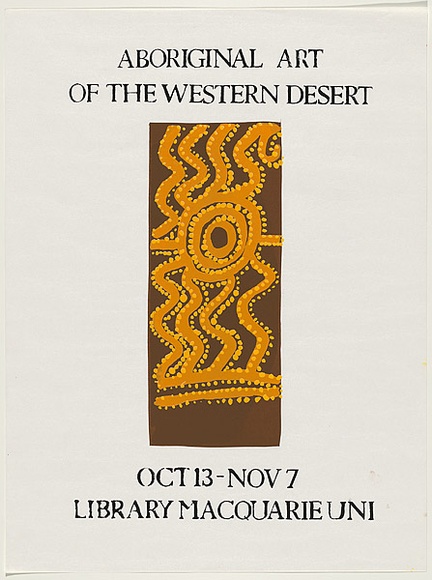 Artist: b'Johnson, Tim.' | Title: b'Aboriginal art of the Western Desert ... Library Macquarie University' | Date: 1980 | Technique: b'screenprint, printed in colour, from four stencils' | Copyright: b'\xc2\xa9 Tim Johnson'