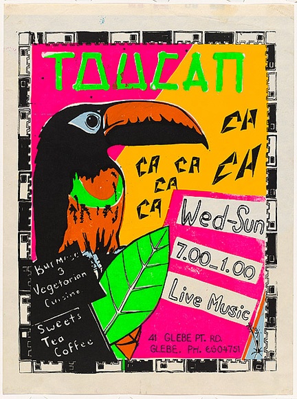 Artist: b'Baldock, Karen.' | Title: b'Toucan ca ca ca ...' | Date: 1979 | Technique: b'screenprint, printed in colour, from six stencils'