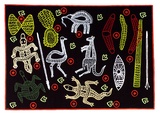 Artist: b'Campbell (Jnr.), Robert' | Title: b'Aboriginal Tucker and weapons' | Date: 1990 | Technique: b'screenprint, printed in colour, from multiple stencils' | Copyright: b'Courtesy of Rolsyn Oxley9 Gallery'