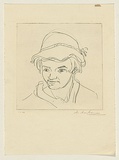 Title: b'(Head of a girl)' | Date: 1950s | Technique: b'etching, printed in black ink, from one plate'