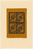 Artist: b'Sandy, Evelyn.' | Title: b'Stingrays' | Date: 1997, November | Technique: b'screenprint, printed in yellow ochre and black ink, from multiple stencils'