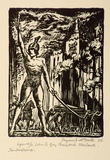 Artist: McGrath, Raymond. | Title: Techelies, draw thy sword. | Date: 1925 | Technique: wood-engraving, printed in black ink, from one block