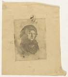 Artist: Bell, George.. | Title: (Woman with hat). | Date: c.1912 | Technique: etching, printed in black ink, from one plate