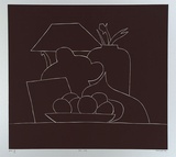 Artist: b'Marshall, John.' | Title: b'Still life' | Date: 1999, March | Technique: b'linocut, printed in black ink, from one block'