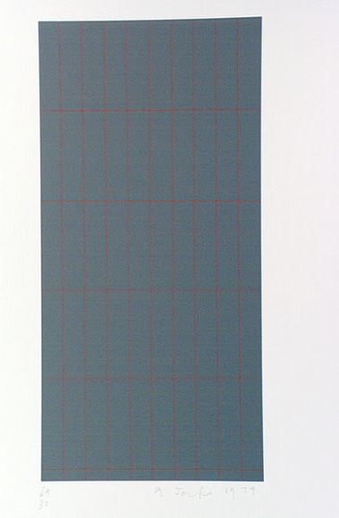 Artist: b'JACKS, Robert' | Title: b'Red grid' | Date: 1974 | Technique: b'screenprint, printed in colour, from multiple stencils'