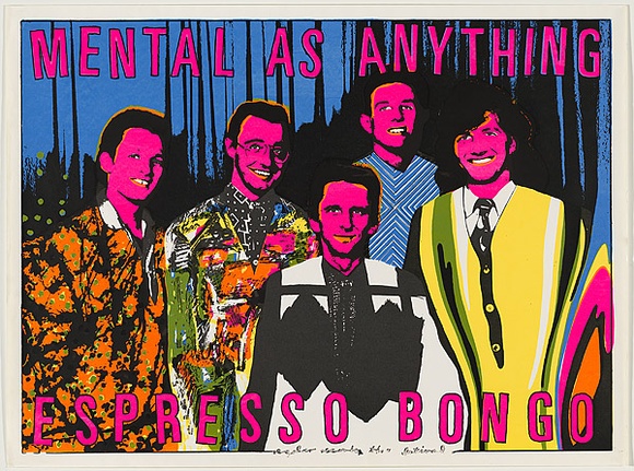 Artist: b'WORSTEAD, Paul' | Title: b'Mental as anything - Espresso Bongo (5 abstract expressionists).' | Date: 1980 | Technique: b'screenprint, printed in colour, from four stencils,' | Copyright: b'This work appears on screen courtesy of the artist'