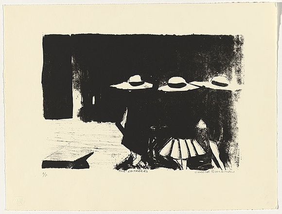 Artist: b'Blackman, Charles.' | Title: b'The loiterers.' | Date: 1984 | Technique: b'screenprint, printed in black ink, from one stencil'