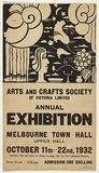 Artist: UNKNOWN | Title: Arts and Crafts Society of Victoria Exhibition 1932 Melbourne Town Hall | Date: 1932 | Technique: linocut, printed in black ink, from one block; letterpress text