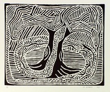 Artist: b'STREET, Mervyn' | Title: b'(Tree and snake)' | Date: 1986 | Technique: b'linocut, printed in black ink, from one block'