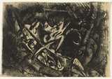 Artist: BOYD, Arthur | Title: Hands and horned figures. | Date: c.1952 | Technique: lithograph, printed in black ink, from one stone [or plate] | Copyright: Reproduced with permission of Bundanon Trust