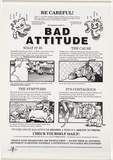 Artist: b'Cardew, Gaynor.' | Title: b'Be careful! Bad attitude.' | Date: 1989 | Technique: b'offset-lithograph, printed in colour, from multiple stones [or plates]'