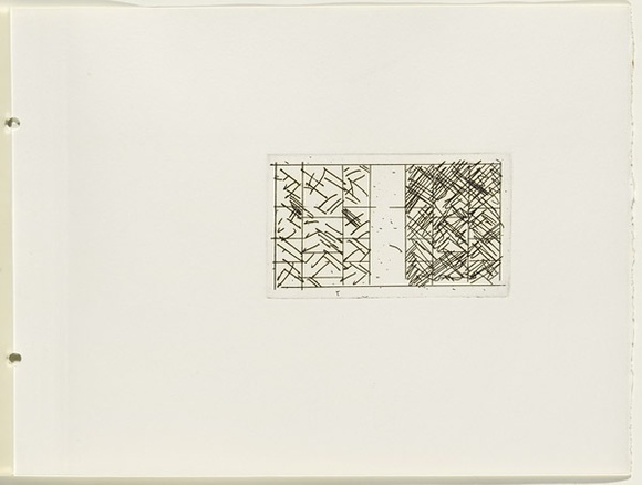 Artist: b'JACKS, Robert' | Title: b'not titled [abstract linear composition]. [leaf 5 : recto]' | Date: 1978 | Technique: b'etching, printed in black ink, from one plate'