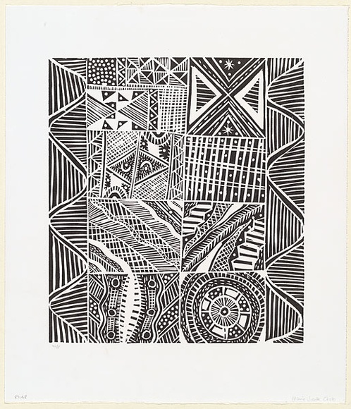 Artist: Orsto, Josette. | Title: Design | Date: 1998, 29 June | Technique: linocut, printed in black ink, from one block