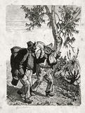 Artist: LINDSAY, Lionel | Title: Two sundowners, Brunny and Swampy | Date: 1939 | Technique: wood-engraving, printed in black ink, from one block | Copyright: Courtesy of the National Library of Australia