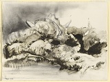 Artist: Gleeson, James. | Title: not titled [surreal landscape] | Date: 1986, 13 July | Technique: monotype; charcoal additions