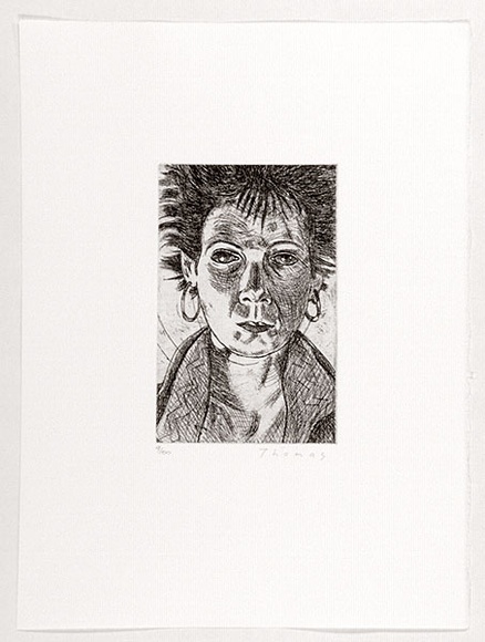 Artist: b'Thomas, David.' | Title: b'not titled..' | Date: 1988 | Technique: b'etching, printed in black ink, from one plate'