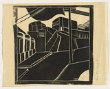 Artist: b'Weitzel, Frank.' | Title: b'Deserted street.' | Date: c.1930 | Technique: b'linocut, printed in black ink, from one block'