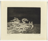 Artist: b'SELLBACH, Udo' | Title: b'(Figures)' | Date: 1965 | Technique: b'etching and aquatint printed in black ink, from one plate'