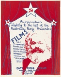 Artist: b'U N S W COMMUNIST CLUB' | Title: b'An organisation slightly left of the Australian Party presents: Films...East Timor Forum.' | Date: 1976 | Technique: b'screenprint, printed in colour, from two stencils'