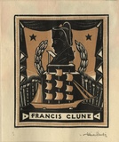 Artist: b'FEINT, Adrian' | Title: b'Bookplate: Francis Clune.' | Date: (1931) | Technique: b'wood-engraving, printed in colour, from two blocks in black and tan inks' | Copyright: b'Courtesy the Estate of Adrian Feint'