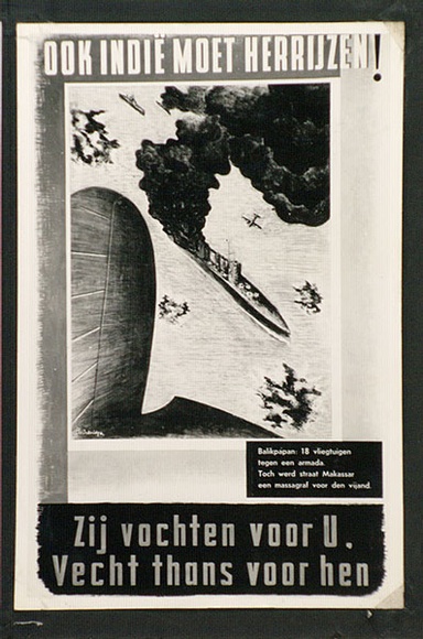 Artist: b'Bainbridge, John.' | Title: b'Ook Indie moet herrijzen!: Balikpapen 18 vliegtuigen tegen een armado.' | Date: (1944) | Technique: b'gelatin silver photograph'
