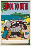 Title: Enrol to vote [shark] | Date: 1990 | Technique: screenprint, printed in colour, from four stencils