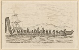 Title: b'Pirogue de guerre de la Nouvelle-Z\xc3\xa9lande. [War canoe of New Zealand]' | Date: 1835 | Technique: b'engraving, printed in black ink, from one steel plate'