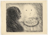 Artist: b'BOYD, Arthur' | Title: b'St Clare offering marzipan to St Francis.' | Date: (1965) | Technique: b'lithograph, printed in black ink, from one plate' | Copyright: b'Reproduced with permission of Bundanon Trust'