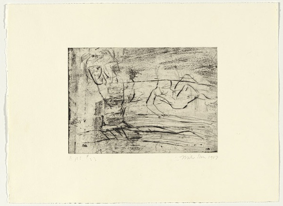 Artist: PARR, Mike | Title: Gun into vanishing point 23 | Date: 1988-89 | Technique: drypoint and foul biting, printed in black ink, from one copper plate