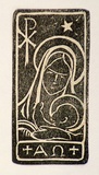 Artist: b'Palmer, Ethleen.' | Title: b'(Madonna and child)' | Date: c.1955 | Technique: b'screenprint, printed in black ink, from one stencil'