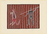 Artist: Campbell (Jnr.), Robert | Title: Spearing roo | Date: 1988 | Technique: screenprint, printed in colour, from multiple stencils