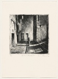Artist: AMOR, Rick | Title: Behind Russell Street. | Date: 1990 | Technique: etching, printed in black ink, from one plate