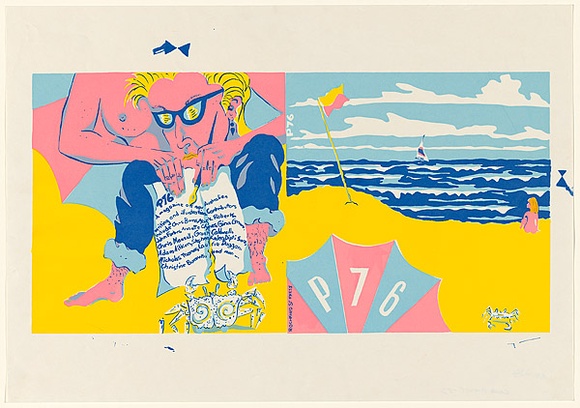 Artist: b'Chino, Gina.' | Title: b'P-76. A magazine of new Australian writing and illustration.' | Date: 1983 | Technique: b'screenprint, printed in colour, from four stencils'