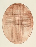 Artist: Nixon, John. | Title: not titled | Date: 1985 | Technique: etching, printed in red-brown with plate-tone, from one plate