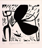 Artist: Warren, Guy. | Title: Wing man and friends. | Date: 1987 | Technique: linocut, printed in black ink, from one block