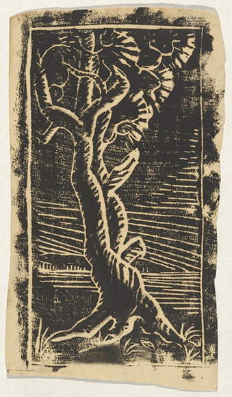 Artist: b'Burke, Frances.' | Title: b'(Tree).' | Date: c.1938 | Technique: b'linocut'