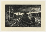 Artist: AMOR, Rick | Title: Out to sea. | Date: 1991 | Technique: woodcut, printed in black ink, from one block