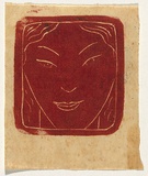 Artist: b'Bell, George..' | Title: b'(Greek head).' | Technique: b'linocut, printed in black ink, from one block'