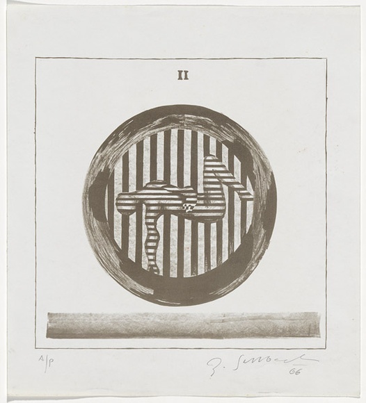 Artist: b'SELLBACH, Udo' | Title: b'(Target)' | Date: 1966 | Technique: b'lithograph, printed in brown ink, from one stone [or plate]'