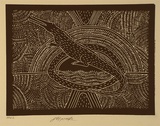 Artist: Nargoodah, John. | Title: Crocodile | Date: 1994, October - November | Technique: linocut, printed in black ink, from one block
