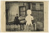 Artist: b'Blackman, Charles.' | Title: b'Figure by fence.' | Date: (1953-57) | Technique: b'lithograph'